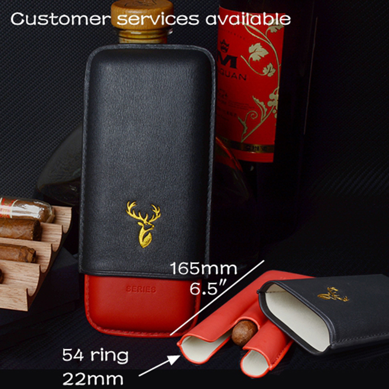Premium Cigar Case - 54 Ring Lederen Sigaar Case Zwart