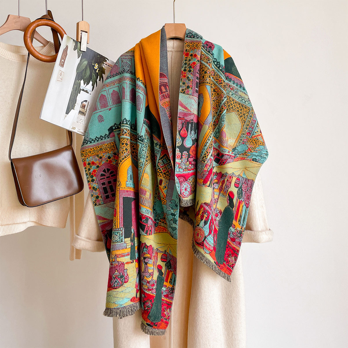 Cashmere Scarf - Dames Imitatie Kasjmier Sjaal, Omkeerbare Hoofddoek,