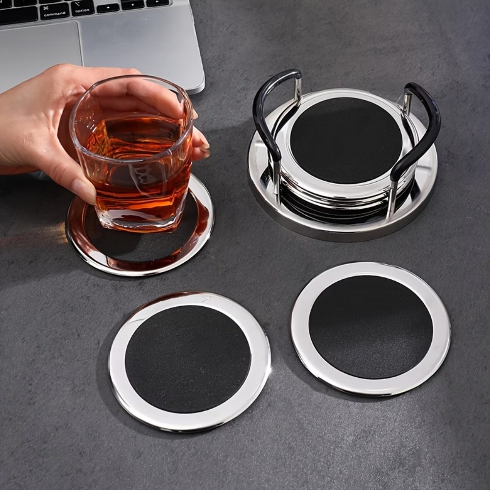6 STKS/SET Ronde roestvrijstal - Marble Coaster Set recensie en prijs
